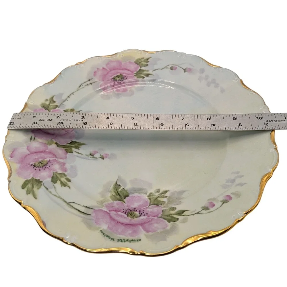 Seltmann Weiden Dinner Plate Floral Hand Painted‎ Bavaria West Germany Signed